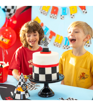 Świeczka na tort Wyścigówki cyfra 4