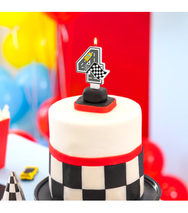 Świeczka na tort Wyścigówki cyfra 4