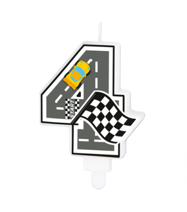 Świeczka na tort Wyścigówki cyfra 4