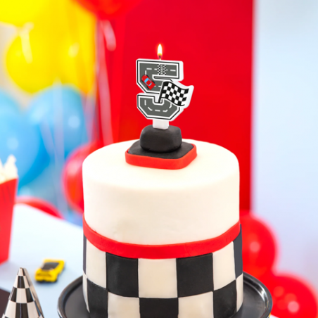 Świeczka na tort Wyścigówki cyfra 5