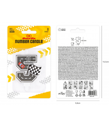 Świeczka na tort Wyścigówki cyfra 5