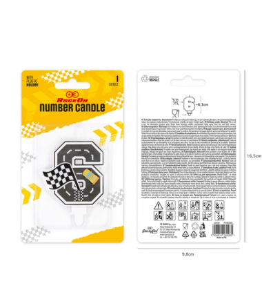 Świeczka na tort Wyścigówki cyfra 6