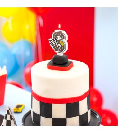 Świeczka na tort Wyścigówki cyfra 6
