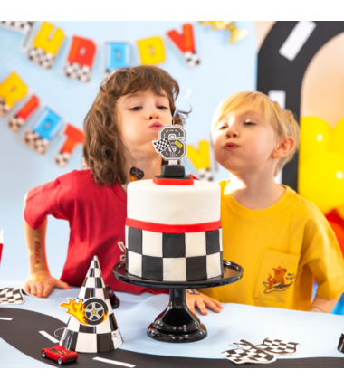 Świeczka na tort Wyścigówki cyfra 6