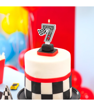 Świeczka na tort Wyścigówki cyfra 7