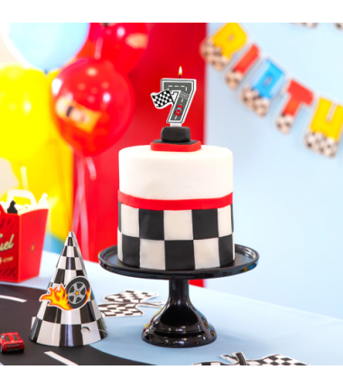 Świeczka na tort Wyścigówki cyfra 7