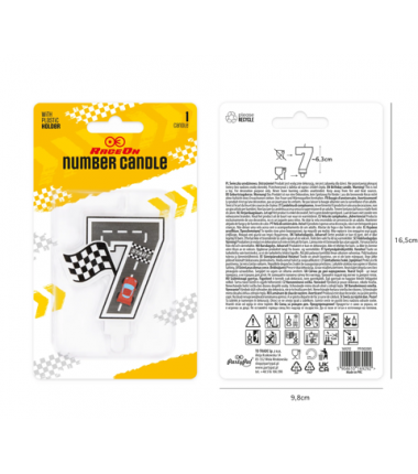 Świeczka na tort Wyścigówki cyfra 7