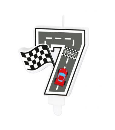 Świeczka na tort Wyścigówki cyfra 7