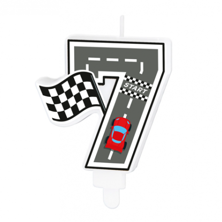 Świeczka na tort Wyścigówki cyfra 7