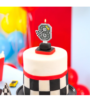Świeczka na tort Wyścigówki cyfra 8