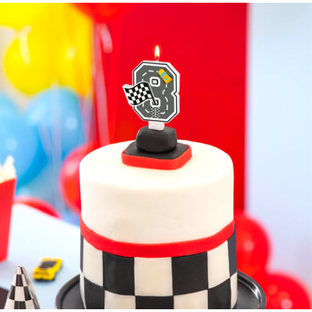 Świeczka na tort Wyścigówki cyfra 8