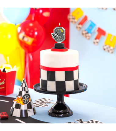 Świeczka na tort Wyścigówki cyfra 8