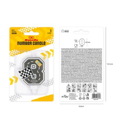 Świeczka na tort Wyścigówki cyfra 8
