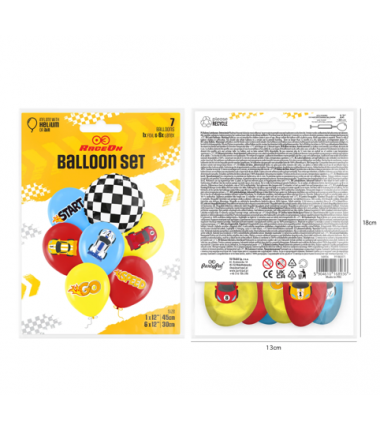 Balony Wyścigówki 30 cm - 7 sztuk