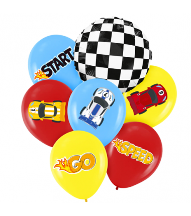 Balony Wyścigówki 30 cm - 7 sztuk