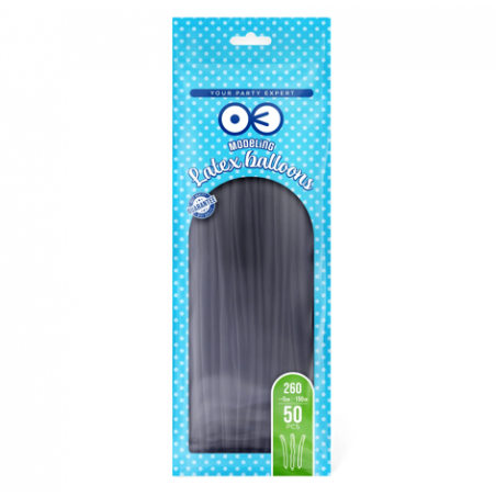 Balony MODELINY - rurki do modelowania - czarne matowe - 50 sztuk