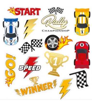 Tatuaże zmywalne Wyścigówki - 14 sztuk
