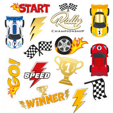 Tatuaże zmywalne Wyścigówki - 14 sztuk