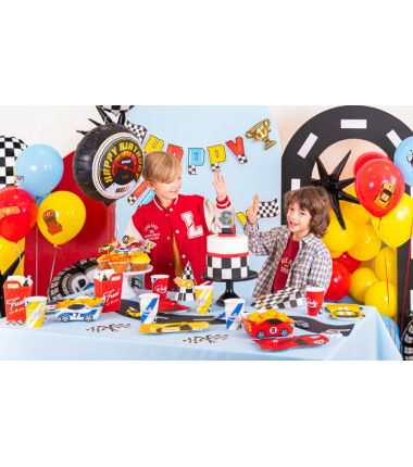 Balon foliowy Happy Birthday Wyścigówki - 45 cm