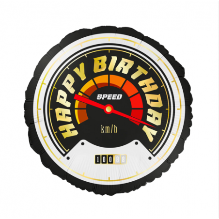 Balon foliowy Happy Birthday Wyścigówki - 45 cm