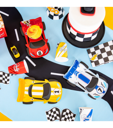 Talerzyki papierowe Wyścigówki 6 sztuk