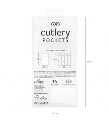 Kieszonki na sztućce IHS biało-złote - 16 sztuk