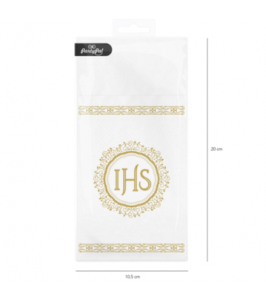 Kieszonki na sztućce IHS biało-złote - 16 sztuk