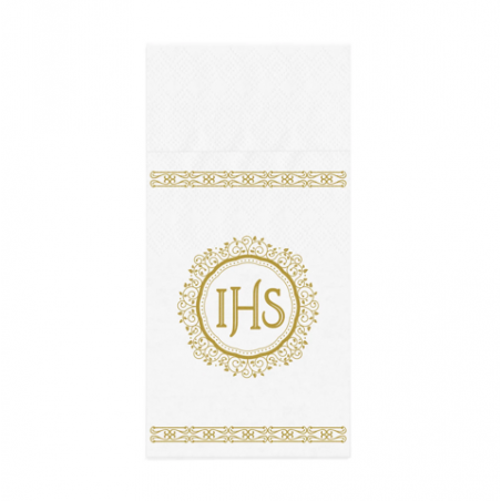 Kieszonki na sztućce IHS biało-złote - 16 sztuk