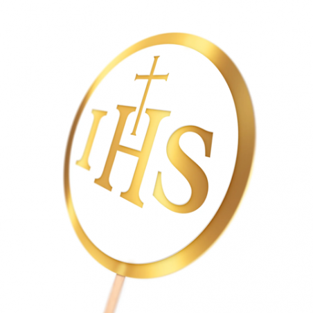 Topper na tort komunijny IHS biało-złoty 1szt.