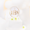 Topper na tort komunijny IHS biało-złoty 1szt.