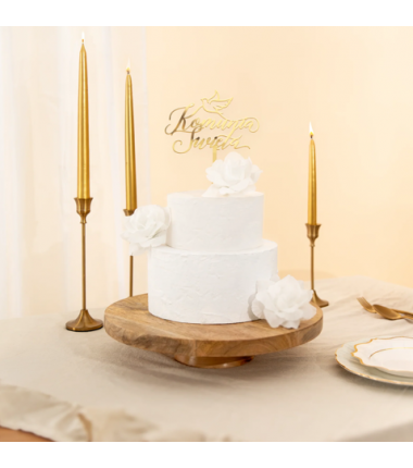 Topper na tort z napisem Komunia Święta Gołąbek lustrzany złoty - 1 sztuka