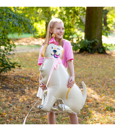 Balon foliowy stojący Pies Golden z czapeczką 76x96 cm