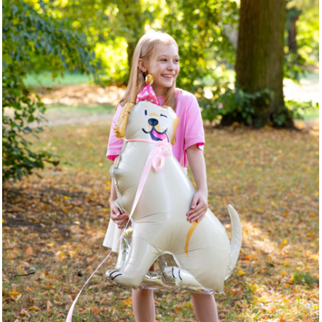 Balon foliowy stojący Pies Golden z czapeczką 76x96 cm