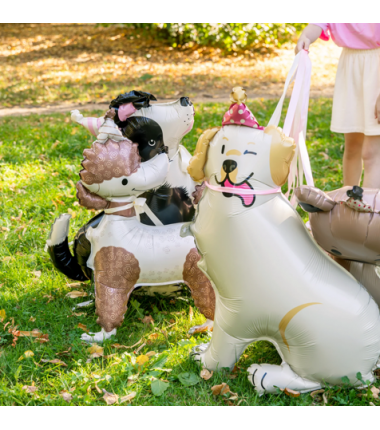 Balon foliowy stojący Pies Golden z czapeczką 76x96 cm