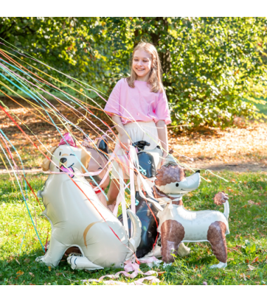 Balon foliowy stojący Pies Golden z czapeczką 76x96 cm