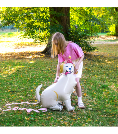 Balon foliowy stojący Pies Golden z czapeczką 76x96 cm