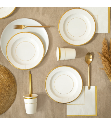 Serwetki białe Elegant Gold - 10 sztuk