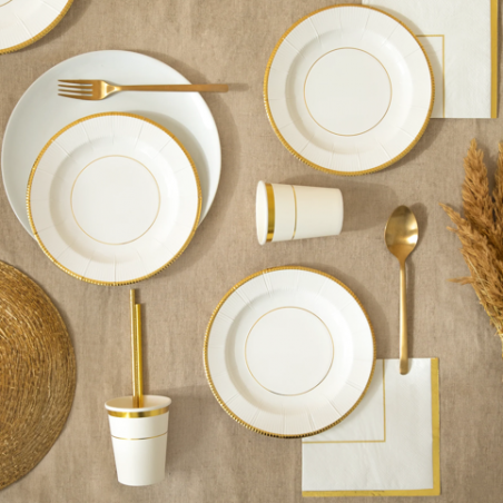 Serwetki białe Elegant Gold - 10 sztuk