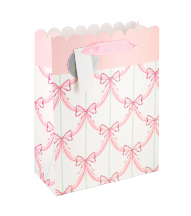 Torebka na prezenty kokardki pastelowa mała - różowa