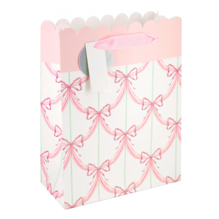 Torebka na prezenty kokardki pastelowa mała - różowa