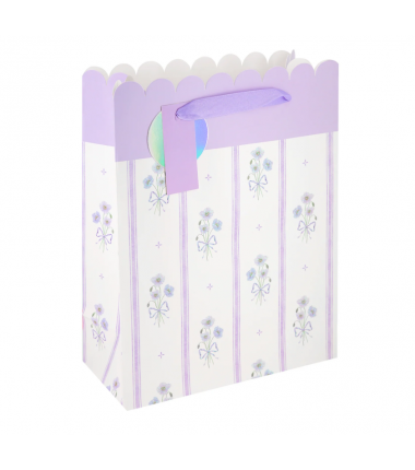 Torebka na prezenty kokardki pastelowa mała - fiolet