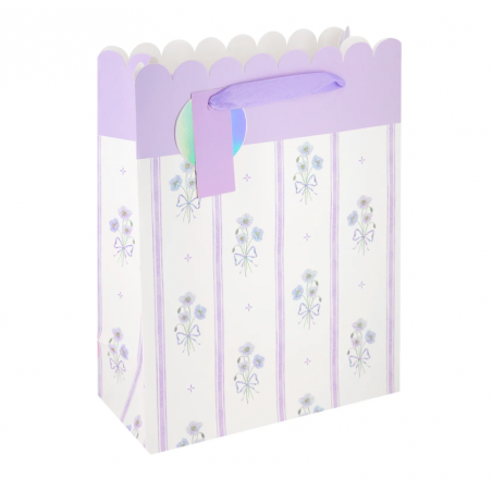 Torebka na prezenty kokardki pastelowa mała - fiolet