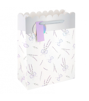 Torebka na prezenty kokardki pastelowa mała - srebrna