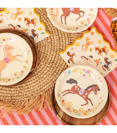 Talerzyki papierowe Koniki 18 cm - 6 sztuk