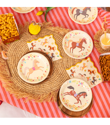 Talerzyki papierowe Koniki 18 cm - 6 sztuk