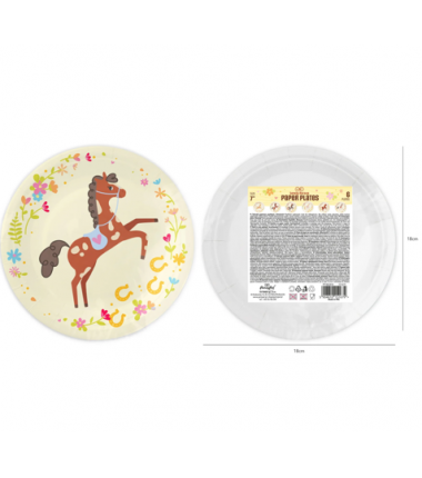 Talerzyki papierowe Koniki 18 cm - 6 sztuk