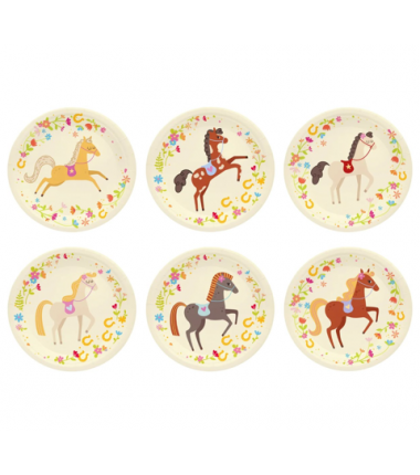 Talerzyki papierowe Koniki 18 cm - 6 sztuk