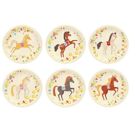 Talerzyki papierowe Koniki 18 cm - 6 sztuk