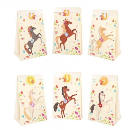 Torebki na cukierki Koniki - 6 sztuk
