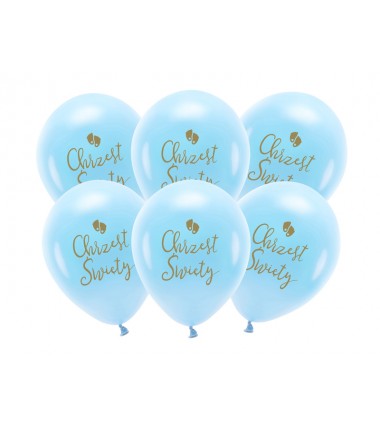 Balony nadruk Eco, Chrzest Święty błękit 33 cm - 6 sztuk